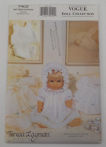 VOGUE CRAFT PATTERN #7402 14-16&quot; BABY DOLL HEIRLOOM LAYETTE TRANSFER UNC... - £11.84 GBP