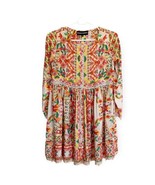 Hemant &amp; Nandita Button Front Beaded Hem Girl’s Dress Size 12 Indian Print - $37.39