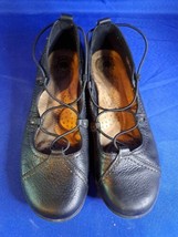 Earth Origins Comfort Ballet Flats 8.5 M Black Leather; Elastic Laced Cord - £21.63 GBP