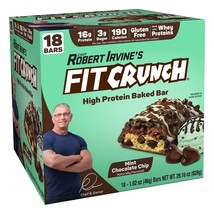 FITCRUNCH Snack Size Protein Bars by Robert Irvine&#39;s 18 Bars MInt Chocolate Chip - £27.64 GBP