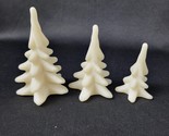 Rare Set of 3 Carved Triune Genuine Alabaster Christmas Tree Italy No Chips - $92.06