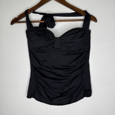 Tommy Bahama Swimsuit Top Size S Black Ruched Halter Tankini Swimwear Ch... - $20.00