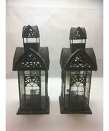 VINTAGE Set of 2 LANTERN Candle HOLDERS Architectural GLASS Metal PHILIP... - £95.18 GBP