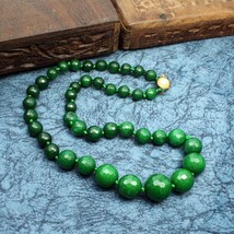 Natural Green Quartz Beads Emerald Color beads single line Necklace 19" - $36.58