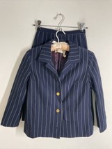Vtg Delbeau XS? Blue Wool Pinstripe Skirt Jacket Suit Set France - £27.02 GBP