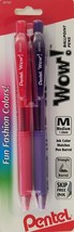 Pentel Click Clip Pens Medium Tip 1.0 mm Pink &amp; Purple Ink 2 Pens/Pk - £2.07 GBP