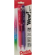 Pentel Click Clip Pens Medium Tip 1.0 mm Pink &amp; Purple Ink 2 Pens/Pk - £2.09 GBP