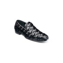Stacy Adams Savoir Plain Toe Satin Slip On X-cross Texture Shoes Black 25611-001 image 3