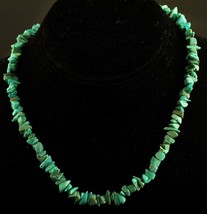 Vtg Sterling 925 Turquoise Stone Irregular Beaded Shape Toggle Clasp Necklace - £43.79 GBP