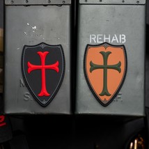 Knights Templar Cross Shield Morale Patch - PVC Rubber Morale Patch, Hook Backed - £12.27 GBP