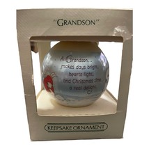 Hallmark Christmas Unbreakable Satin Ornament 1982 Grandson Keepsake ch499 - £9.09 GBP