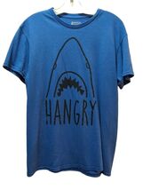 HANGRY hungry shark t shirt Perrin cotton poly heathered blue Men Women ... - $12.70
