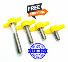3/8&quot;-24 Thumb Screw Bolts Fine Thread Yellow Butterfly Tee Wing Clamping Knob SS - £9.08 GBP+