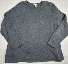 J. Jill Gray Pullover Sweater Striped Fabric Sides Women’s Sweater Size L - $291.49 MXN