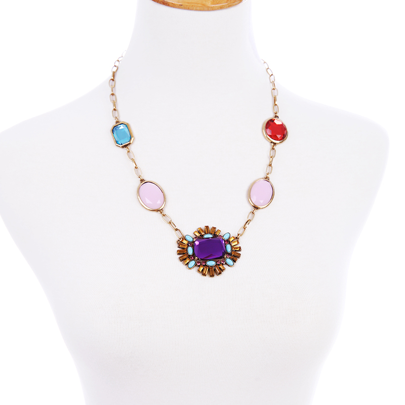 Geometric Collier Multicolor Necklace Femme New Luxury Brand Jewelry Necklace - £10.68 GBP