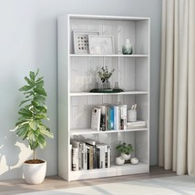 4-Tier Book Cabinet High Gloss White 80x24x142 cm Engineered Wood - £43.58 GBP