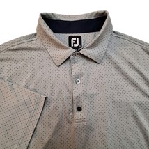 Footjoy Golf Polo Shadow Wood Mens Sz XL Grey With Navy Dots &amp; Inside Co... - $20.85