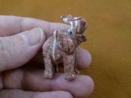 Y-ELE-26) little red white ELEPHANT carving SOAPSTONE stone figurine tru... - $8.99