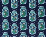 Cotton Firefly Jars Fireflies Insects Bugs Navy Fabric Print by Yard D38... - $15.95