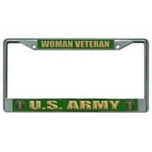 woman veteran army military green logo license plate frame usa made - £23.48 GBP