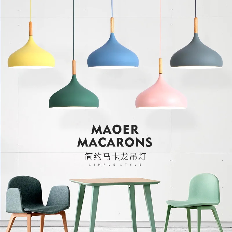 Nordic Chandelier LED Pendant Light Restaurant Macaron Hanging Lamps Hotel - $28.51+