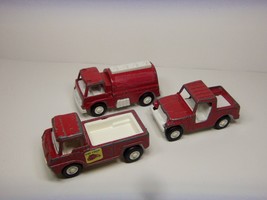 3 VINTAGE TOOTSIETOY VEHICLES 1969 FIRE CHIEF TRUCK , TANKER, JEEP  3.5&quot; - £7.78 GBP