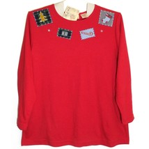 Vtg Bobbie Brooks Womens 14W 16W Red Christmas Top Knit Tee Shirt w/ Tags - £22.67 GBP