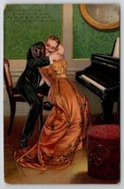Lovers Couple Kissing At Piano Postcard B34 - £7.02 GBP