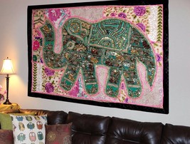 Indian Vintage Cotton Wall Tapestry Ethnic Elephant Hanging Decor Hippie X94 - £23.10 GBP