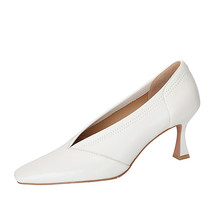 Women&#39;s Shoes V-mouth Design TPR Non-slip Premium Leather Soft Shoes Stiletto Sq - £82.59 GBP