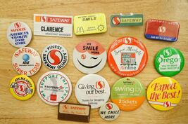 Vintage Pinback Buttons Food Advertising Safeway Grocery Store Employee ... - $34.64