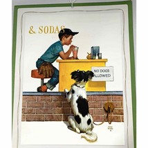 1965 Calendar &quot;Sodas . . No Dogs Allowed&quot; Dog Looking in Window Litho Art Print - $34.30