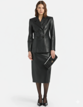Blazer Formell Leder Büro Damen Schwarz Lammleder Echte Handarbeit Designer - $174.23+
