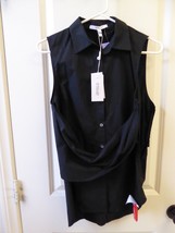 New Derek Lam IO Crosby Sleeveless Collar Shirt Black Size 6 - £51.76 GBP