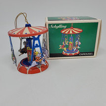 Vintage Schylling Carousel Tin Toy Ornament 1999 Pig Dog Metal - £15.89 GBP