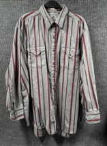 VTG 90&#39;s Ely Jeans Shirt Mens Big Man 2XL Grey Striped Pearl Snap Western - £21.86 GBP