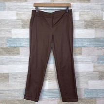 Cynthia Rowley Ankle Crop Trouser Pants Brown Mid Rise Cuffed Casual Womens 4 - £15.10 GBP