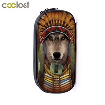 Cool Howling Wolf Print Cosmetic Cases Pencil Bag Teenager Boys Stationary Bag K - £11.09 GBP