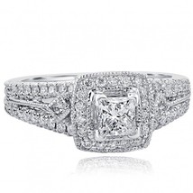 1.06 Ct Princess Cut Milgrain Edged Diamond Engagement Ring 14k White Gold   - £1,945.45 GBP