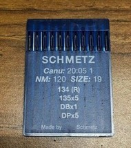Schmetz DBx1 CANU:20:05 1 NM:120 SIZE19 Industrial Sewing Machine Needle - $15.86