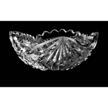 Clear Glass Star Starburst Bowl Serving Dish Beveled Scalloped Textured Sawtooth - £27.45 GBP