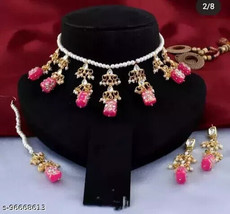 Kundan Choker Necklace Wedding Dulhan Bridal Jewelry Set Meenakari25 - £18.32 GBP