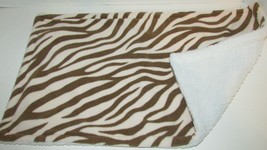 Baby Pink brown Security Blanket zebra stripes white sherpa back rectangle 12x21 - $5.19