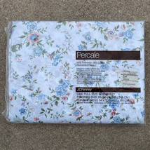 Vintage JC Penny Percale Full Size Sheet Floral Permanent Press 81&quot; x 96&quot; - £19.36 GBP