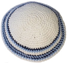 LOT OF 2 KIPPA size: 6.3&quot; / 16cm white knitted Yarmulke Kipa Kippah skullcap cap - £5.22 GBP