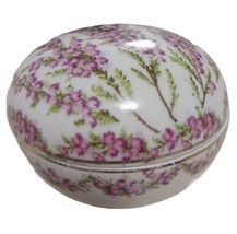 Herbana antique powder puff Vanity Box Jar Porcelain Floral Pattern Coll... - $14.96