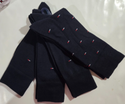 Tommy Hilfiger Mens Trouser Dress Socks Crew Logo Navy Blue 4 pack NWT - $22.99