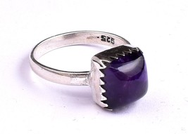 Natural Amethyst 925 Sterling Silver Handmade Engagement Purple Ring Women 1508 - £59.08 GBP