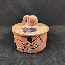 Elephant Trinket Box with Lid Tribal Design Gourds 4 inch Ceramic/Soapstone(?) - £11.06 GBP