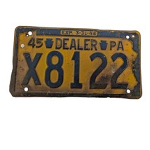 Scarce WWII Era 1945 Pennsylvania Dealer License Plate X8122 PA - $99.99